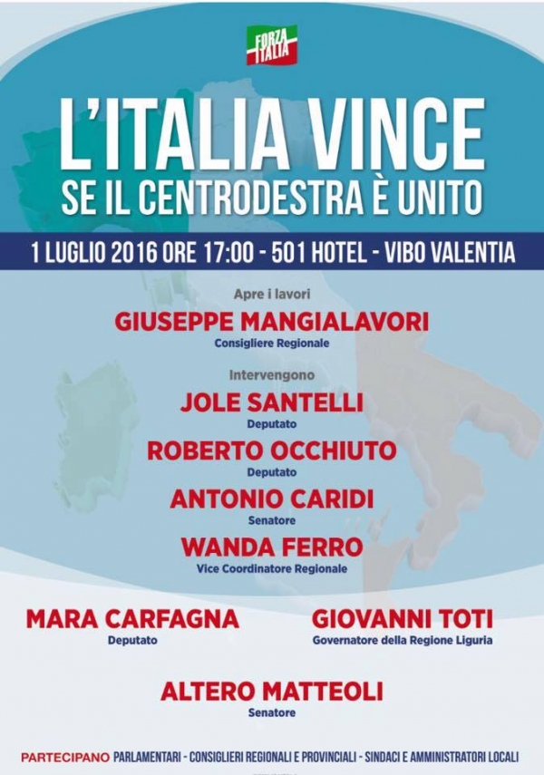 I big di Fi a Vibo per il convegno &#039;L’Italia vince se il centrodestra è unito&#039;