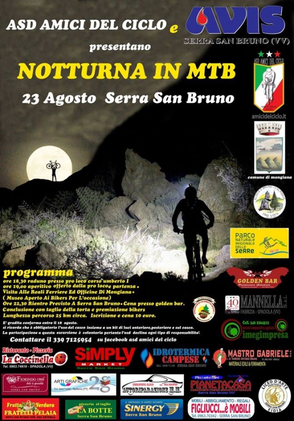 Sport, natura e cultura con la &#039;Notturna in mountain bike&#039; promossa dall&#039;Asd Amici del Ciclo