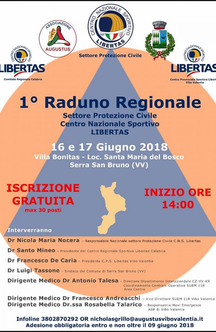 A Serra il primo raduno regionale del settore Protezione Civile promosso dal Cns Libertas