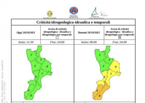 Serra, allerta meteo arancione per domani. Scendono a 48 i casi Covid