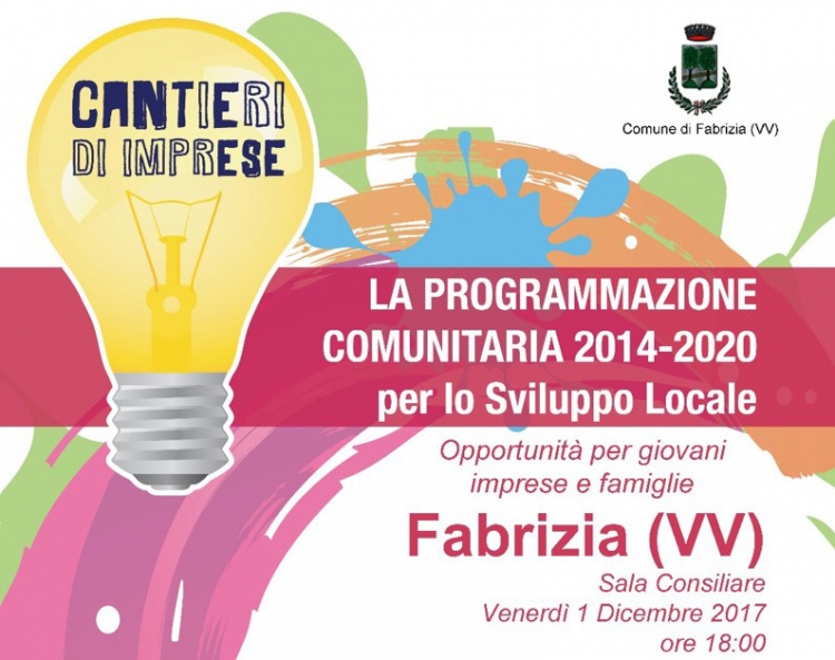 Programmazione comunitaria, a Fabrizia un incontro formativo su come avviare un’impresa