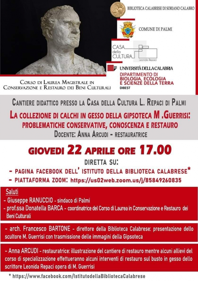 Biblioteca calabrese, incontro online sui calchi in gesso della gipsoteca “Michele Guerrisi”