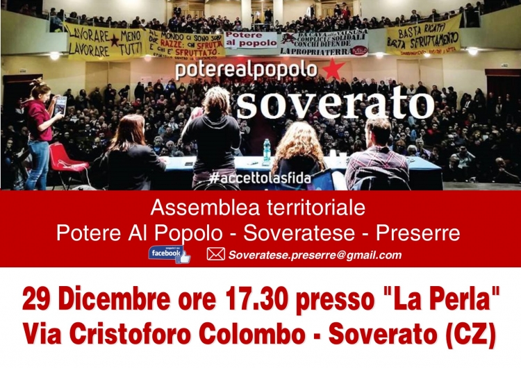 A Soverato l’assemblea di “Potere al popolo”