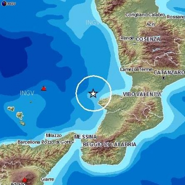 Terremoto di magnitudo 2.6 al largo della costa vibonese