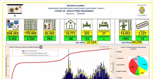 Coronavirus, 263 nuovi positivi in Calabria di cui 17 nel Vibonese. Il bollettino